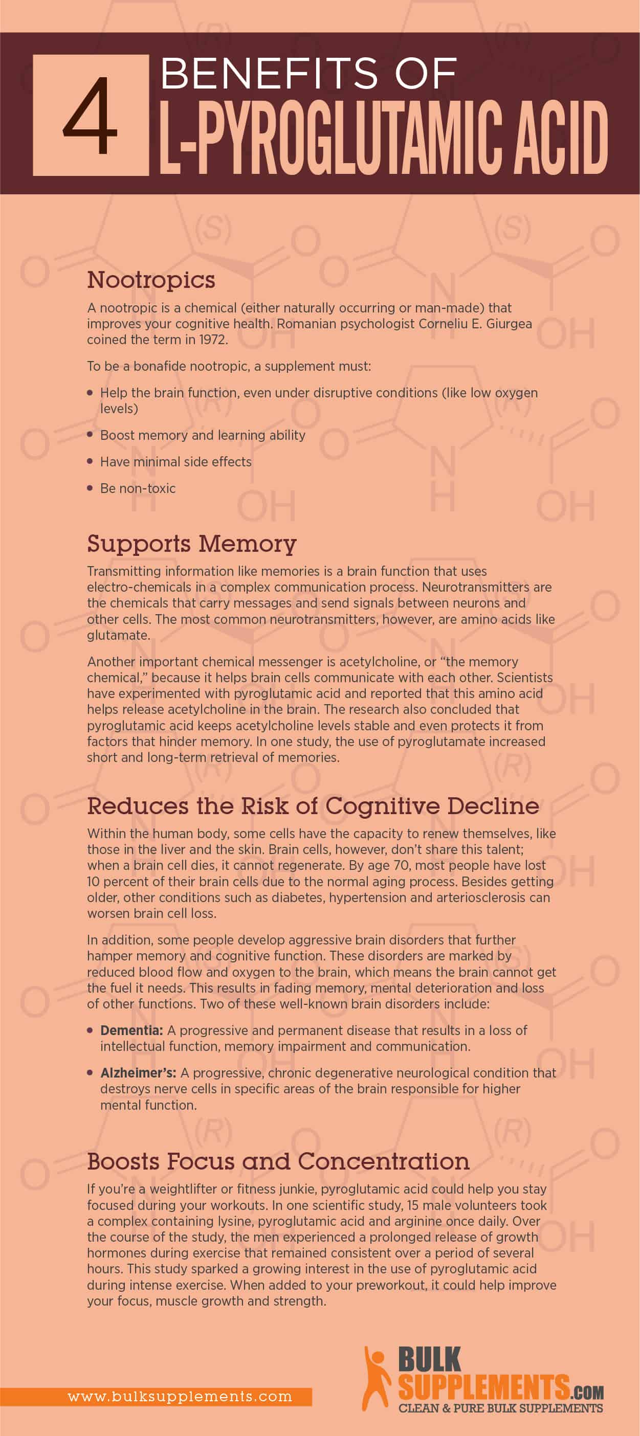 L-Pyroglutamic Acid benefits infographic